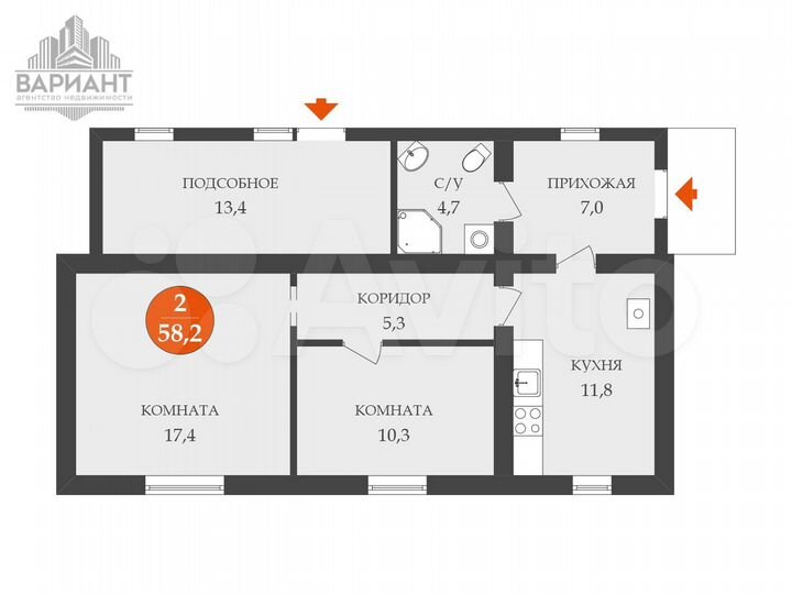 Дом 58,2 м² на участке 33 сот.