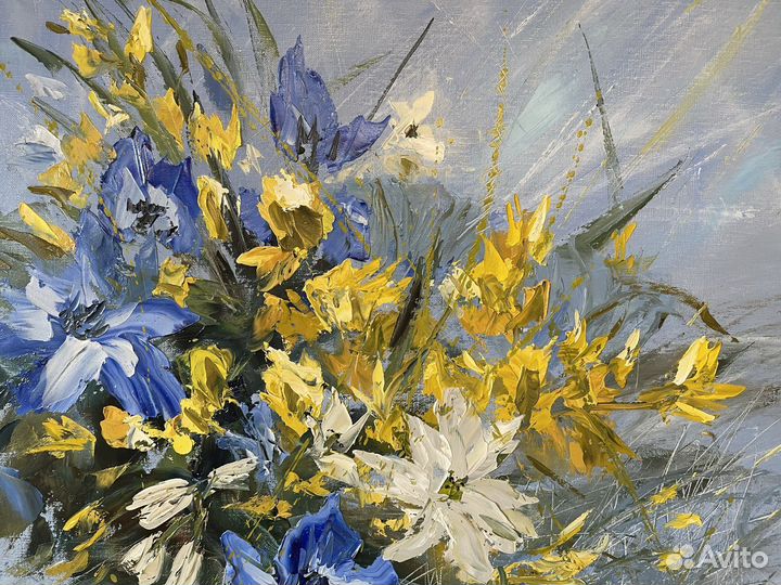 Картина маслом на холсте цветы абстракция