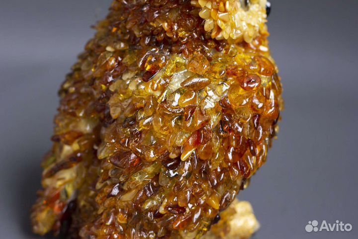 Слон, сова, тигр из нат. янтаря. Статуэтки/фигурки