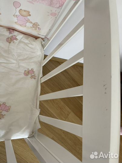 Детская кроватка с продольным маятником с матрасом