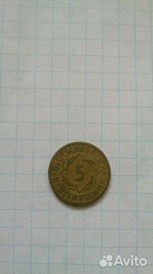 Монета 5 Rentenpfenning