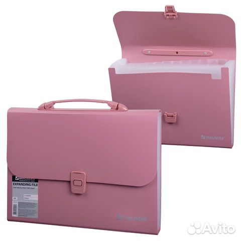 Папка-портфель пластиковая brauberg А4 327х254х30