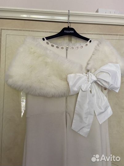 Меховая горжетка с завязками из тафты