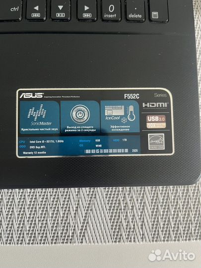 Ноутбук Asus процессор I3, память 1tb