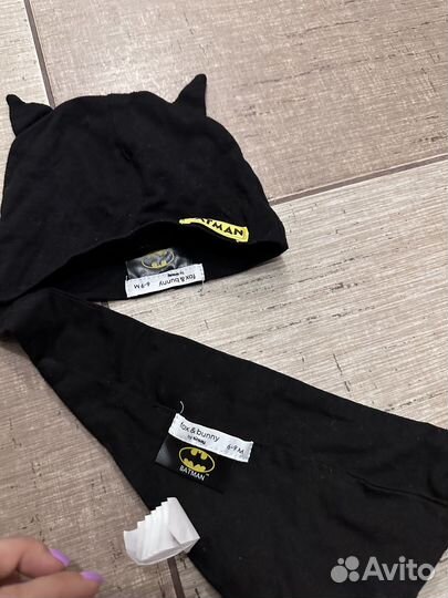 Комплект шапка и слюнявчик бэтмен