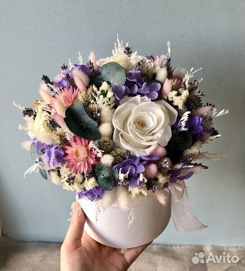 Букет сухоцветы в коробочке