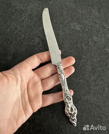 Старинный серебряный десертный нож, США