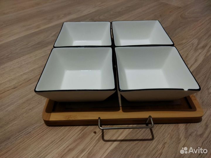 Набор салатников «Квадрат», 4 шт, на д.подставке