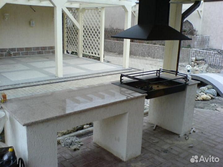 Мангальная зона под крышей, кладка печей