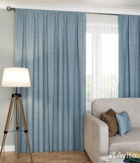 Штора портьерная Сканди 180х260 см голубой 1 шт;