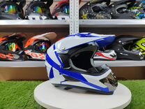 Шлем для мотоцикла-кроссовый FOX. Белый с синим