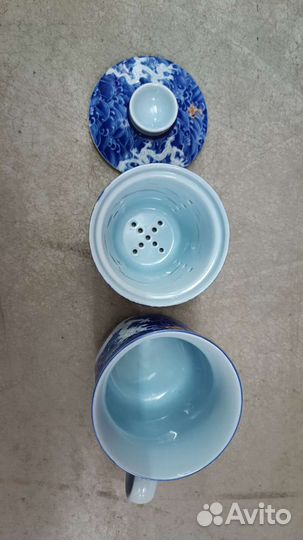 Кружка с ситечком с китайскими драконами