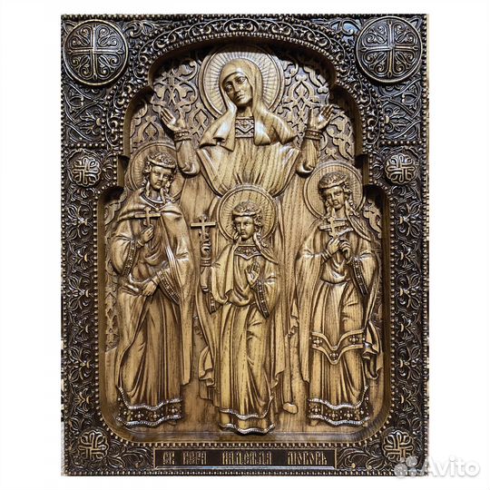 Резная икона из дерева Вера, Надежда, Любовь