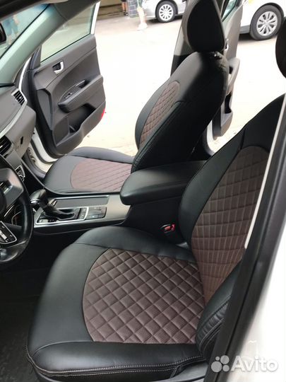 Чехлы KIA Optima Экокожа ромб Автопилот