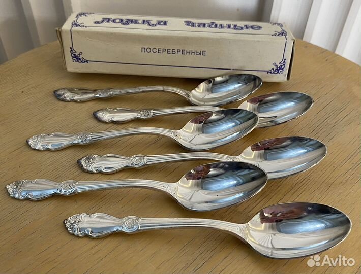 Чайные ложки серебряная роза Кольчугино мельхиор