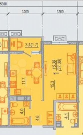 1-к. квартира, 37,3 м², 2/15 эт.