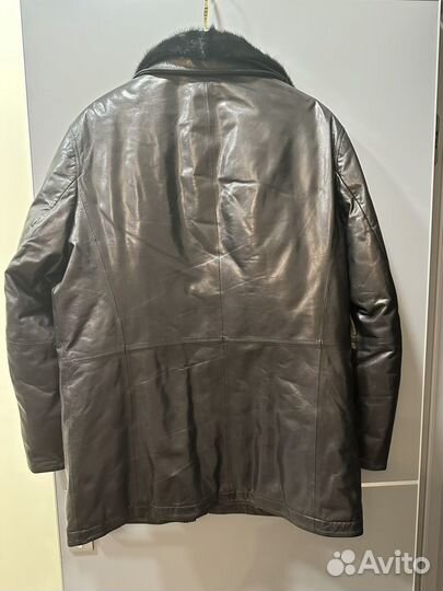 Зимняя кожаная мужская куртка 52