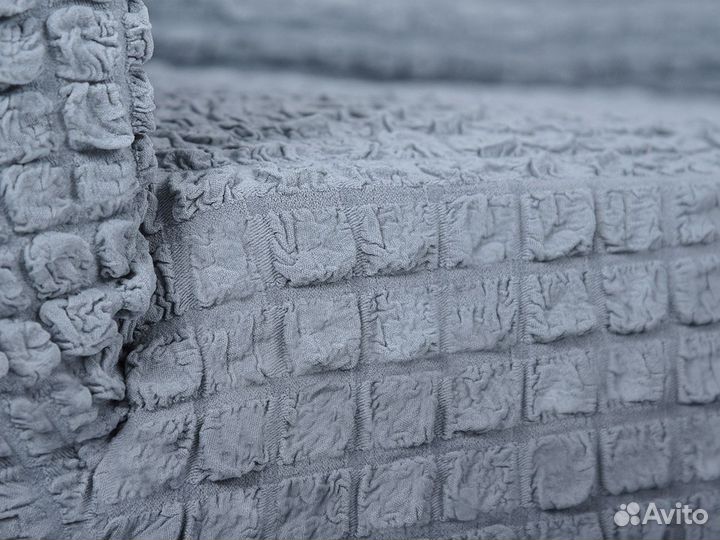 Чехол на диван угловой с оттоманкой справа, Серый