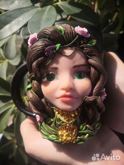 Кружка с декором из полимерной глины