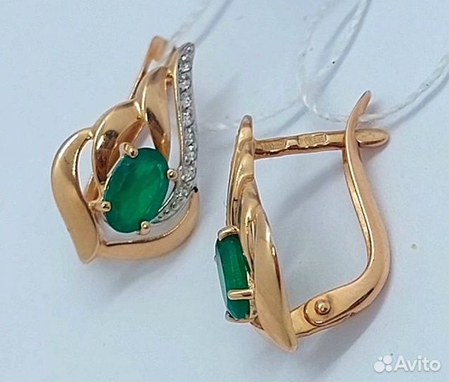 Золотые серьги с фианитом