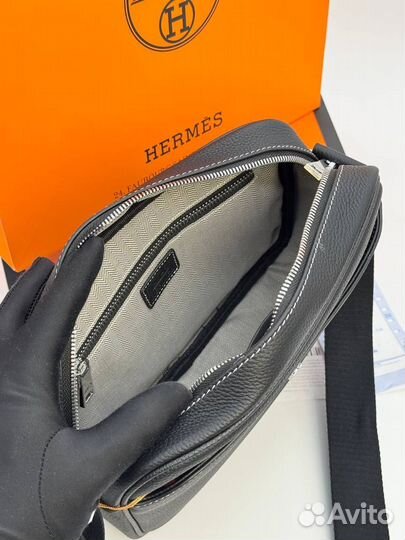 Мужская кожаная сумка через плечо новая hermes