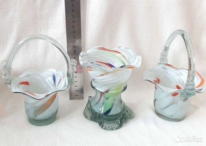 Набор посуды из цветного стекла, СССР, винтаж