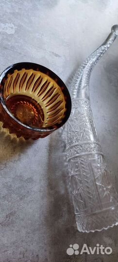 Ваза чешский хрусталь и хрустальный рог