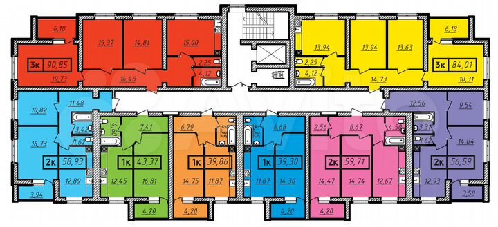 2-к. квартира, 59,7 м², 9/10 эт.