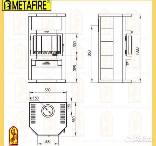 Каминная печь бу Метта Ангара 9 кв