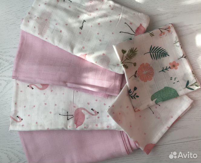 Муслиновые пеленки набор (130/120) + 2 платочка