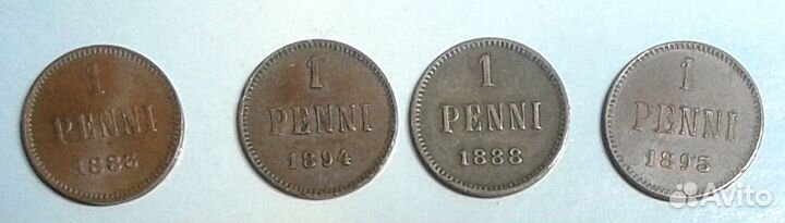 Монеты1,5,10 Пенни, Россия для Финл., цена разная