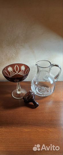 Хрустальные кувшин и конфетница. СССР