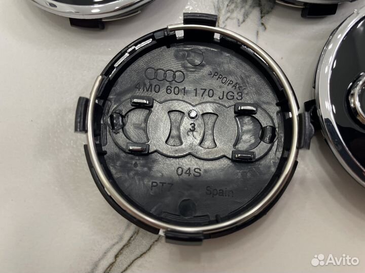 Колпачки в диски Audi 61 мм черные колесные