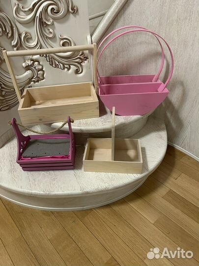 Ящик деревянный, розочки из фома