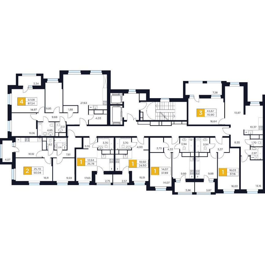 4-к. квартира, 87,5 м², 7/12 эт.