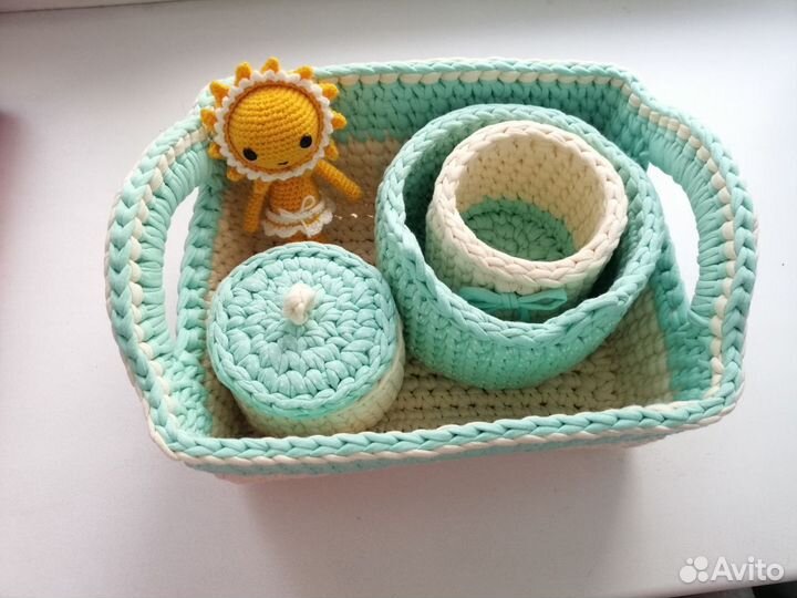 Вязаные корзины из трикотажной пряжи