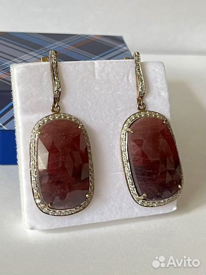 Серьги серебро с сапфиром и бриллиантами
