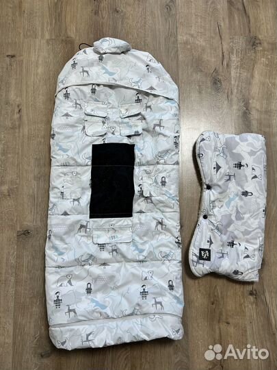 Конверт зимний с муфтой на ручку коляски