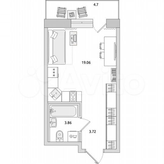 Квартира-студия, 31,3 м², 9/21 эт.