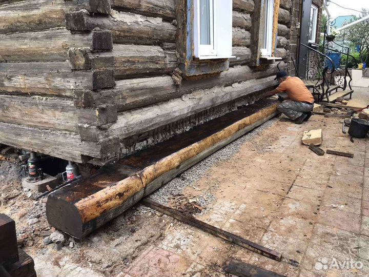 Замена венцов, подъём дома. Строительство. Кровля