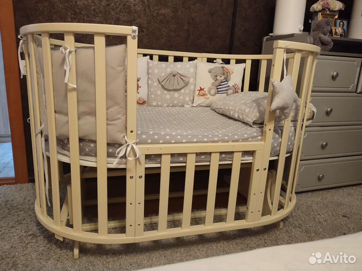 Детская кроватка трансформер круглая