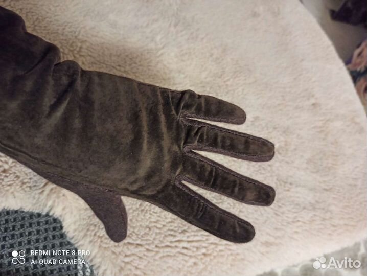Длинные перчатки замша