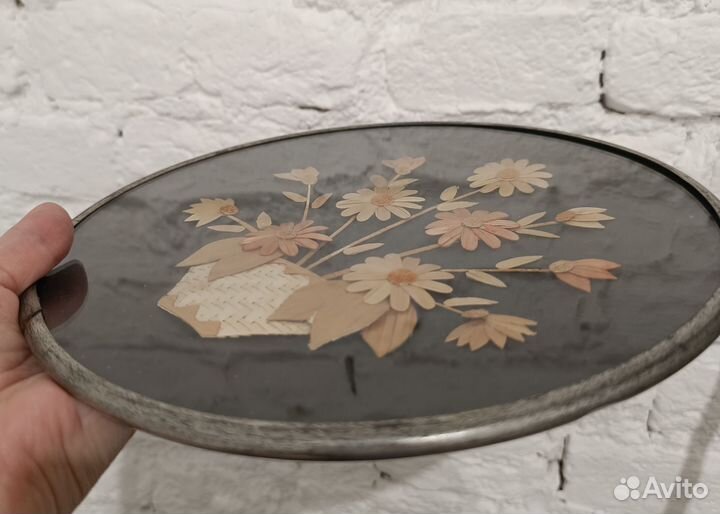 Панно СССР соломка под стеклом, винтаж картина