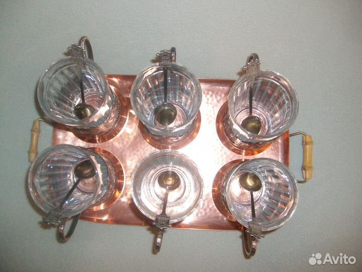 Набор чайный медный ретро на 6 персон