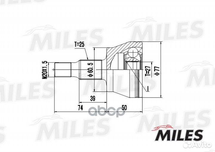 ШРУС MB W169/W245 1.5-2.0 04- нар. ga20242 Miles