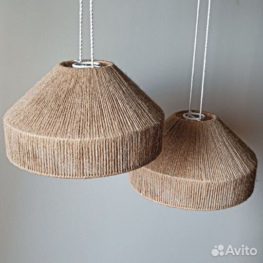 Абажур джутовый, люстра из джута плетёная