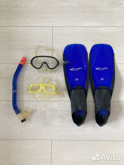 Ласты для дайвинга, трубка, очки