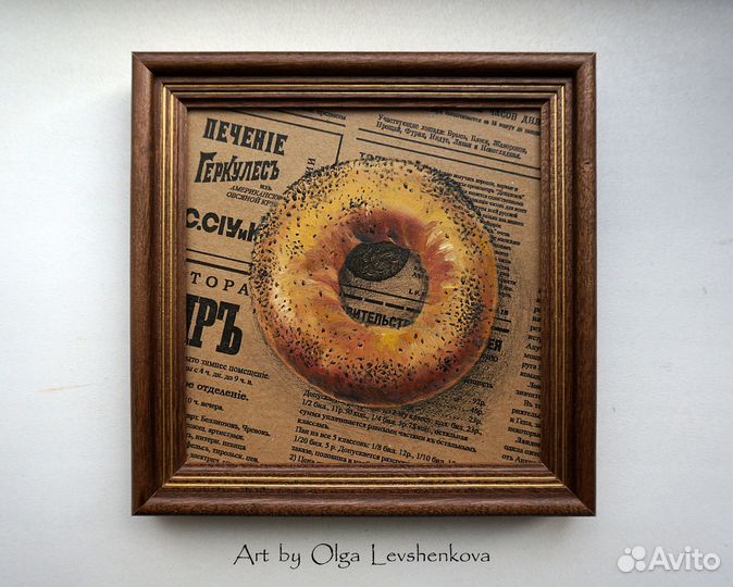 Картина маслом Баранка с маком. Под заказ