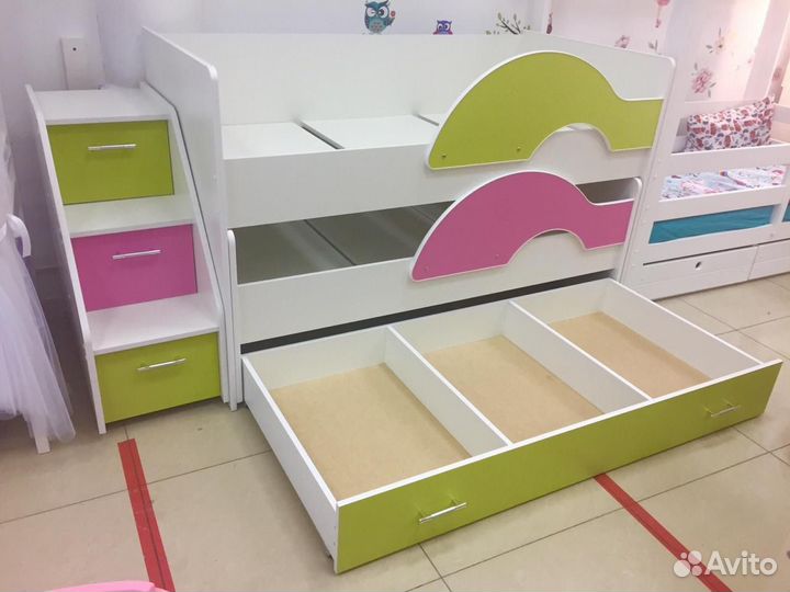 Детская двухъярусная выдвижная кровать