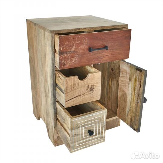 Тумба прикроватная деревянная с ящиками светлая
